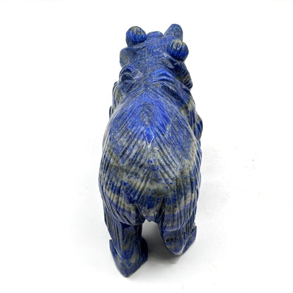 Hand Carved Lapis Lazuli Bear Figurine for Energy Healing, Meditation, Focus, Spiritual Balance & Home Decor - RAN528
