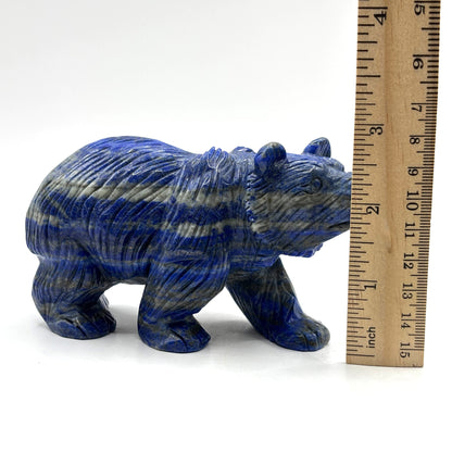 Hand Carved Lapis Lazuli Bear Figurine for Energy Healing, Meditation, Focus, Spiritual Balance & Home Decor - RAN528