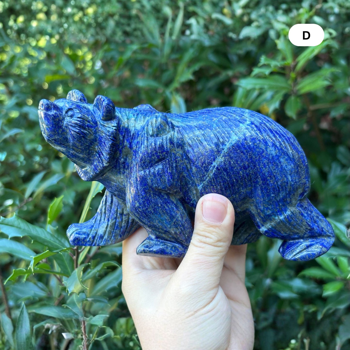 Hand Carved Lapis Lazuli Bear Figurine for Energy Healing, Meditation, Focus, Spiritual Balance & Home Decor - RAN528