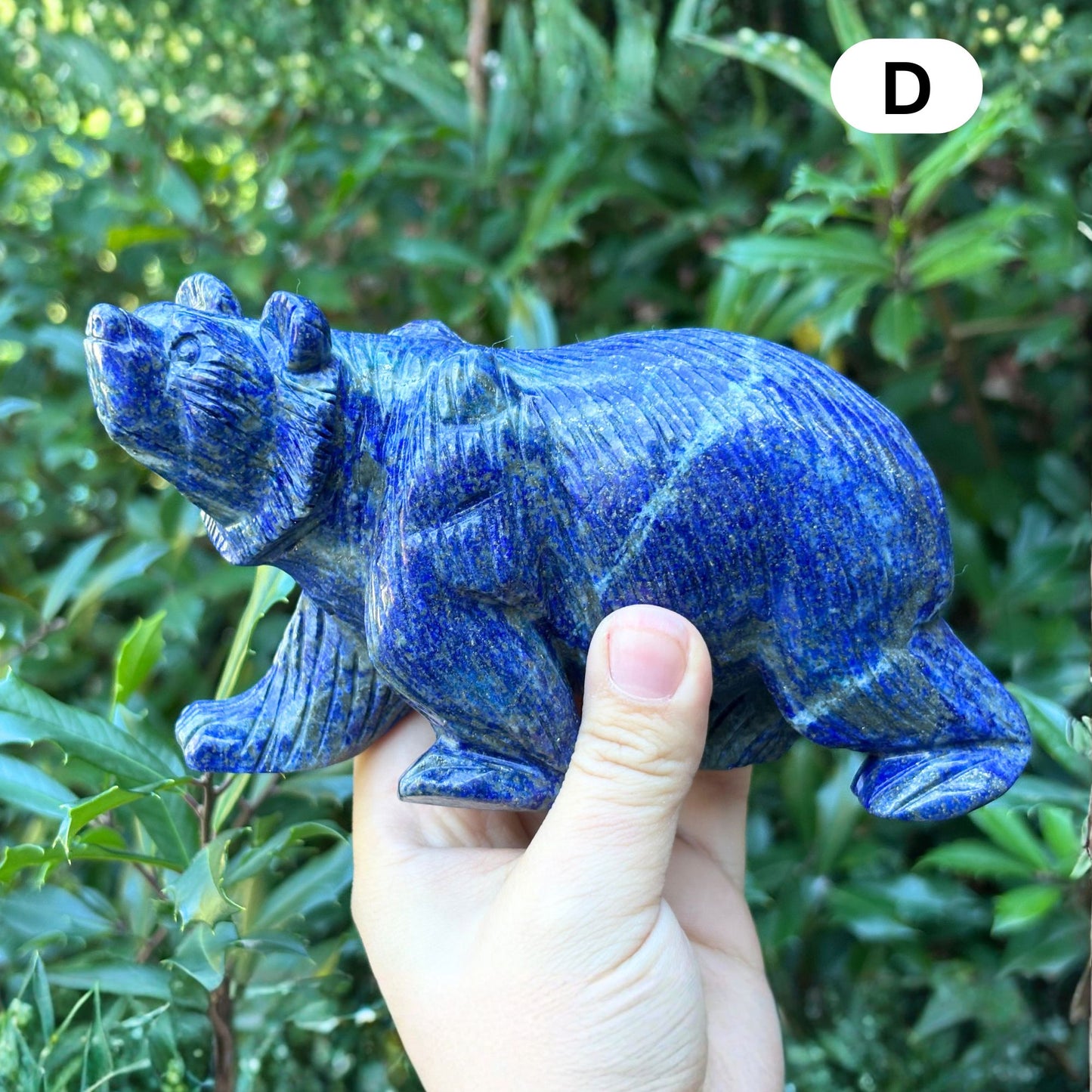 Hand Carved Lapis Lazuli Bear Figurine for Energy Healing, Meditation, Focus, Spiritual Balance & Home Decor - RAN528
