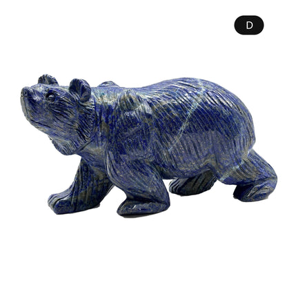 Hand Carved Lapis Lazuli Bear Figurine for Energy Healing, Meditation, Focus, Spiritual Balance & Home Decor - RAN528