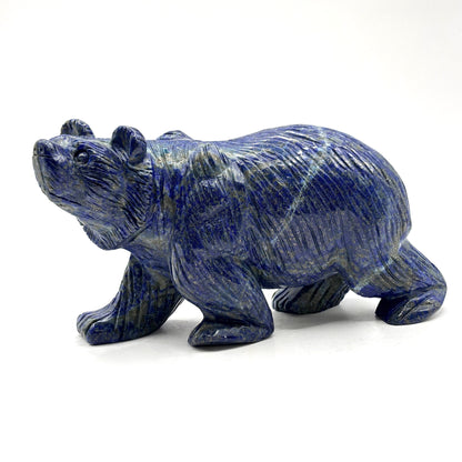 Hand Carved Lapis Lazuli Bear Figurine for Energy Healing, Meditation, Focus, Spiritual Balance & Home Decor - RAN528
