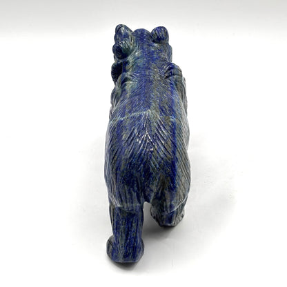 Hand Carved Lapis Lazuli Bear Figurine for Energy Healing, Meditation, Focus, Spiritual Balance & Home Decor - RAN528