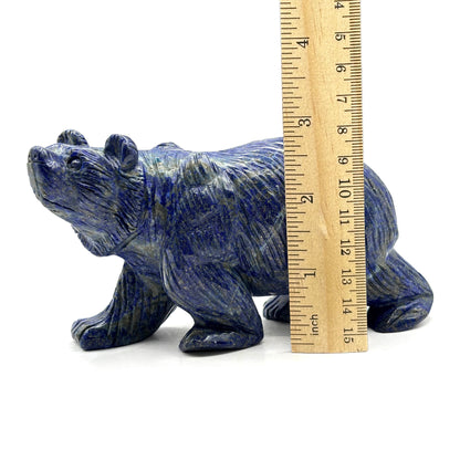 Hand Carved Lapis Lazuli Bear Figurine for Energy Healing, Meditation, Focus, Spiritual Balance & Home Decor - RAN528