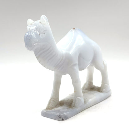 Hand Carved White Chalcedony Crystal Camel Figurine for Energy Healing, Good Luck, Meditation & Home Decorative Display- RAN530