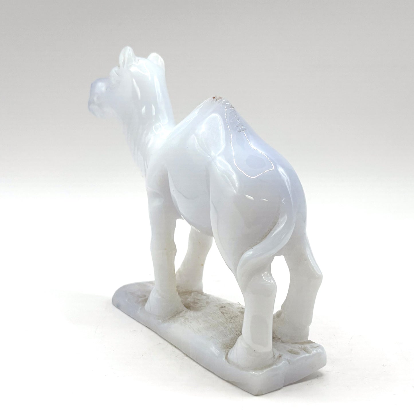 Hand Carved White Chalcedony Crystal Camel Figurine for Energy Healing, Good Luck, Meditation & Home Decorative Display- RAN530