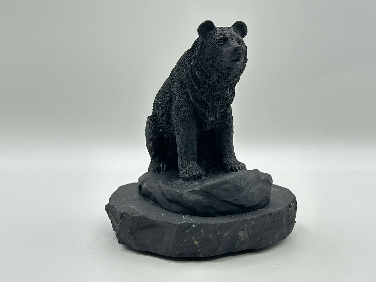 Hand Carved Shungite Bear Sculpture Natural Stone Wildlife Figurine Display Decor - RAN532