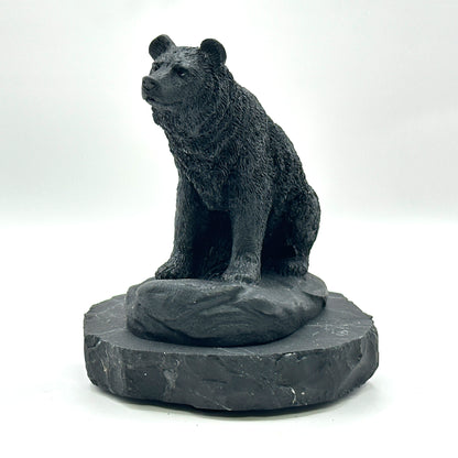 Hand Carved Shungite Bear Figurine - Gem Avenue