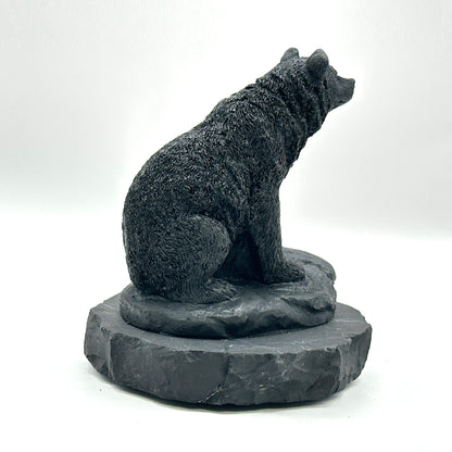 Hand Carved Shungite Bear Figurine - Gem Avenue