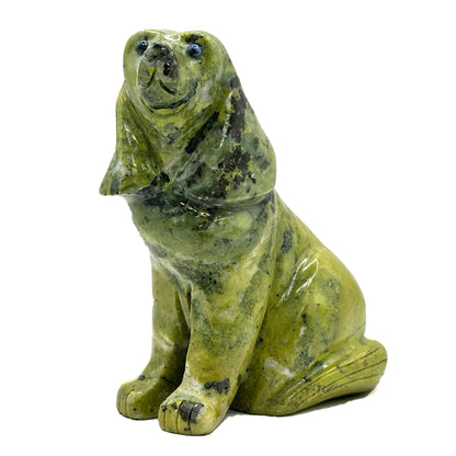 Hand-Carved Serpentine Dog Figurine - Gem Avenue