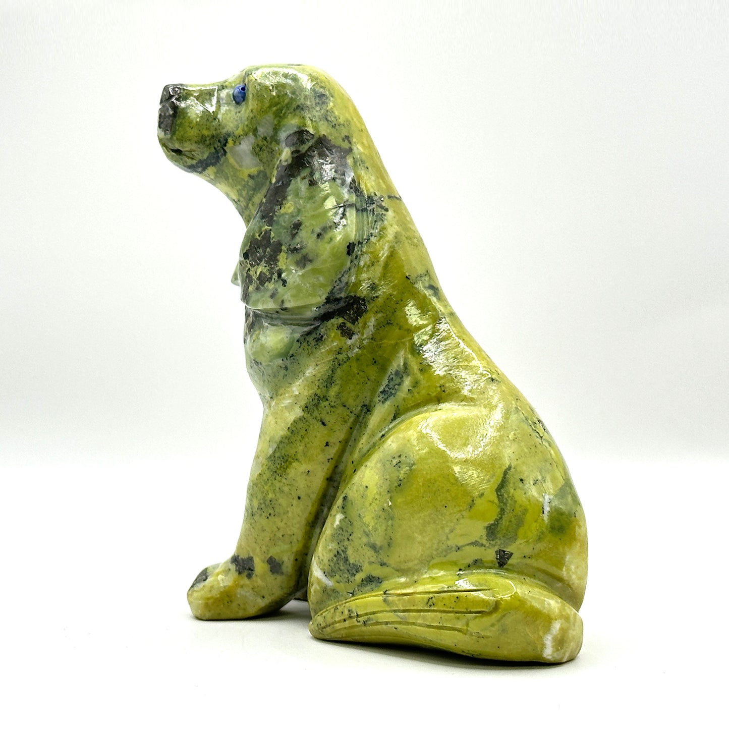 Hand-Carved Serpentine Dog Figurine - Gem Avenue