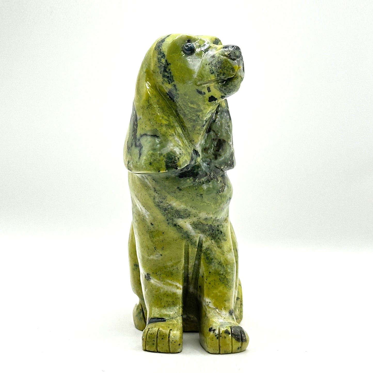 Hand-Carved Serpentine Dog Figurine - Gem Avenue