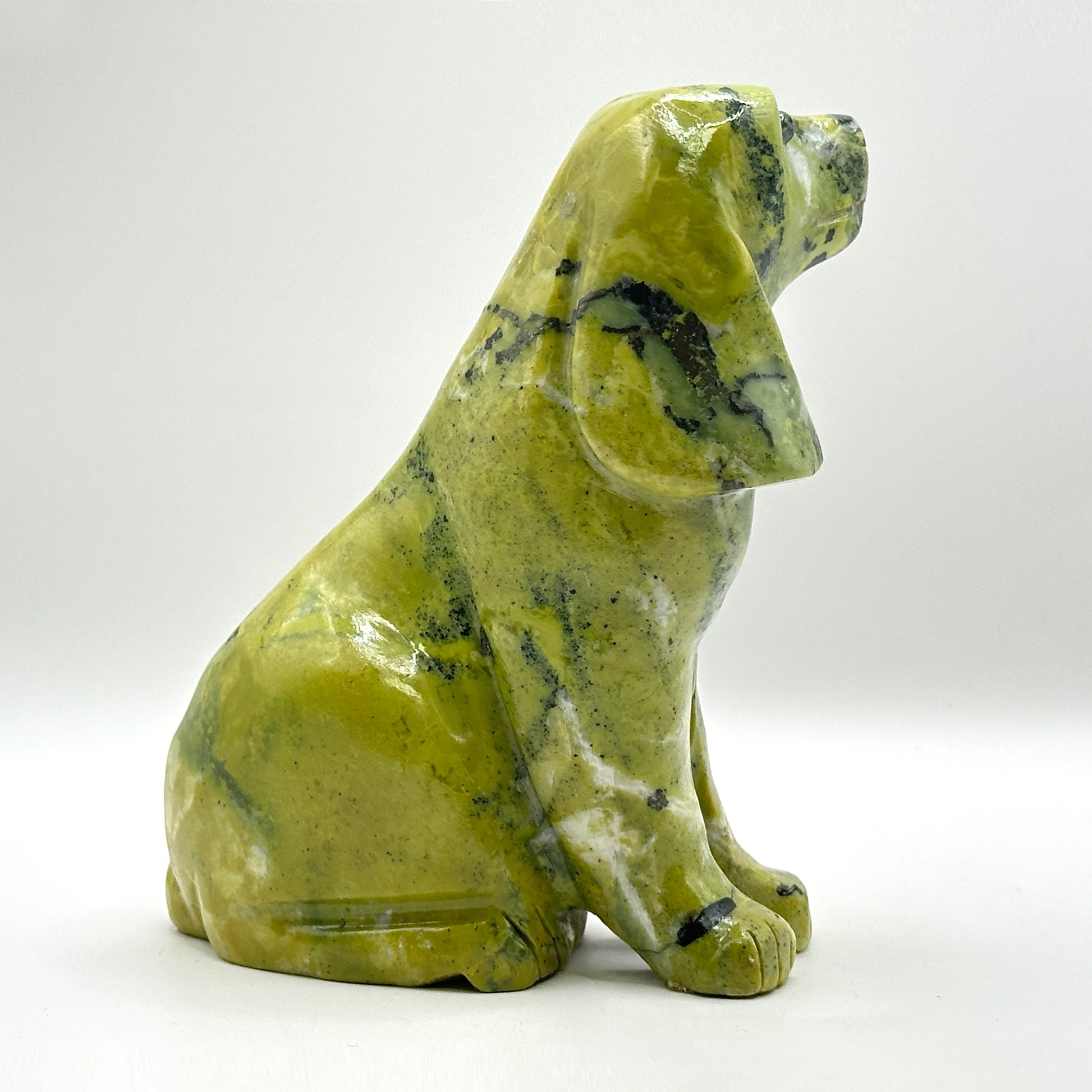 Hand-Carved Serpentine Dog Figurine - Gem Avenue