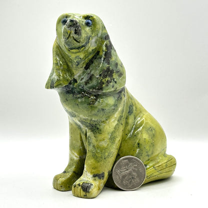 Hand-Carved Serpentine Dog Figurine - Gem Avenue