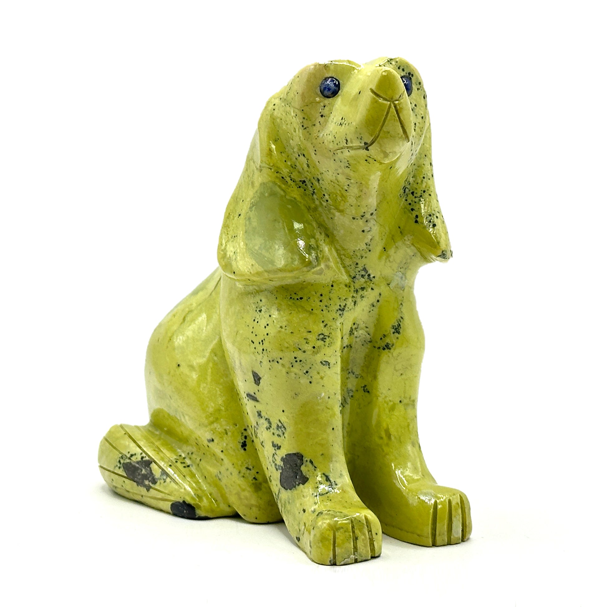 Hand-Carved Serpentine Dog Sculpture - Gem Avenue