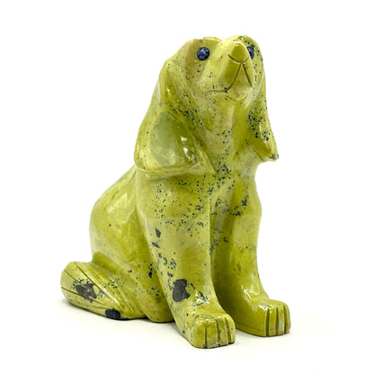Hand-Carved Serpentine Dog Sculpture - Gem Avenue