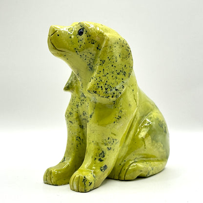 Hand-Carved Serpentine Dog Sculpture - Gem Avenue
