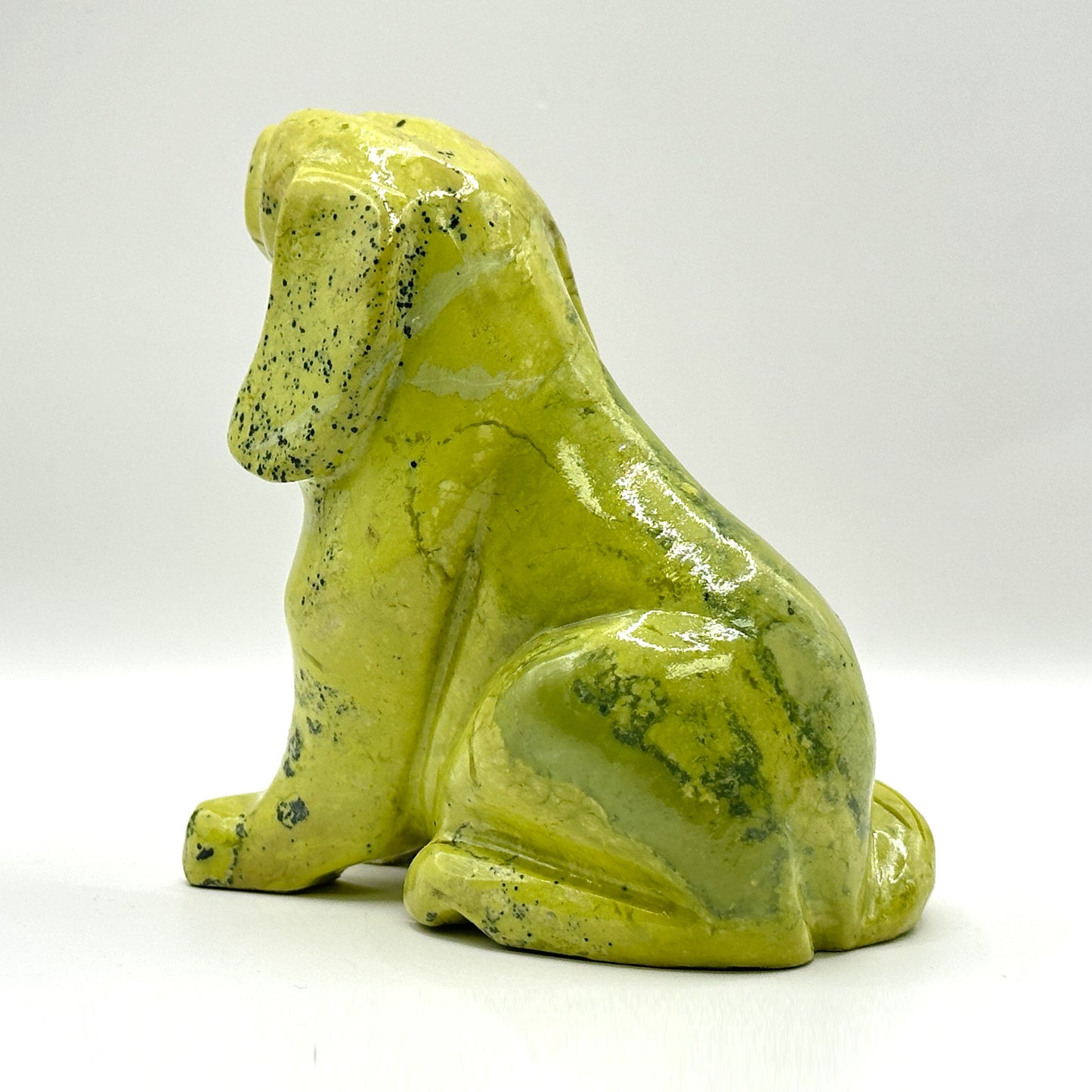 Hand-Carved Serpentine Dog Sculpture - Gem Avenue