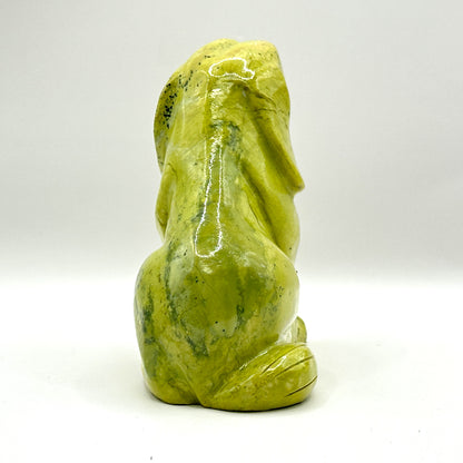 Hand-Carved Serpentine Dog Sculpture - Gem Avenue