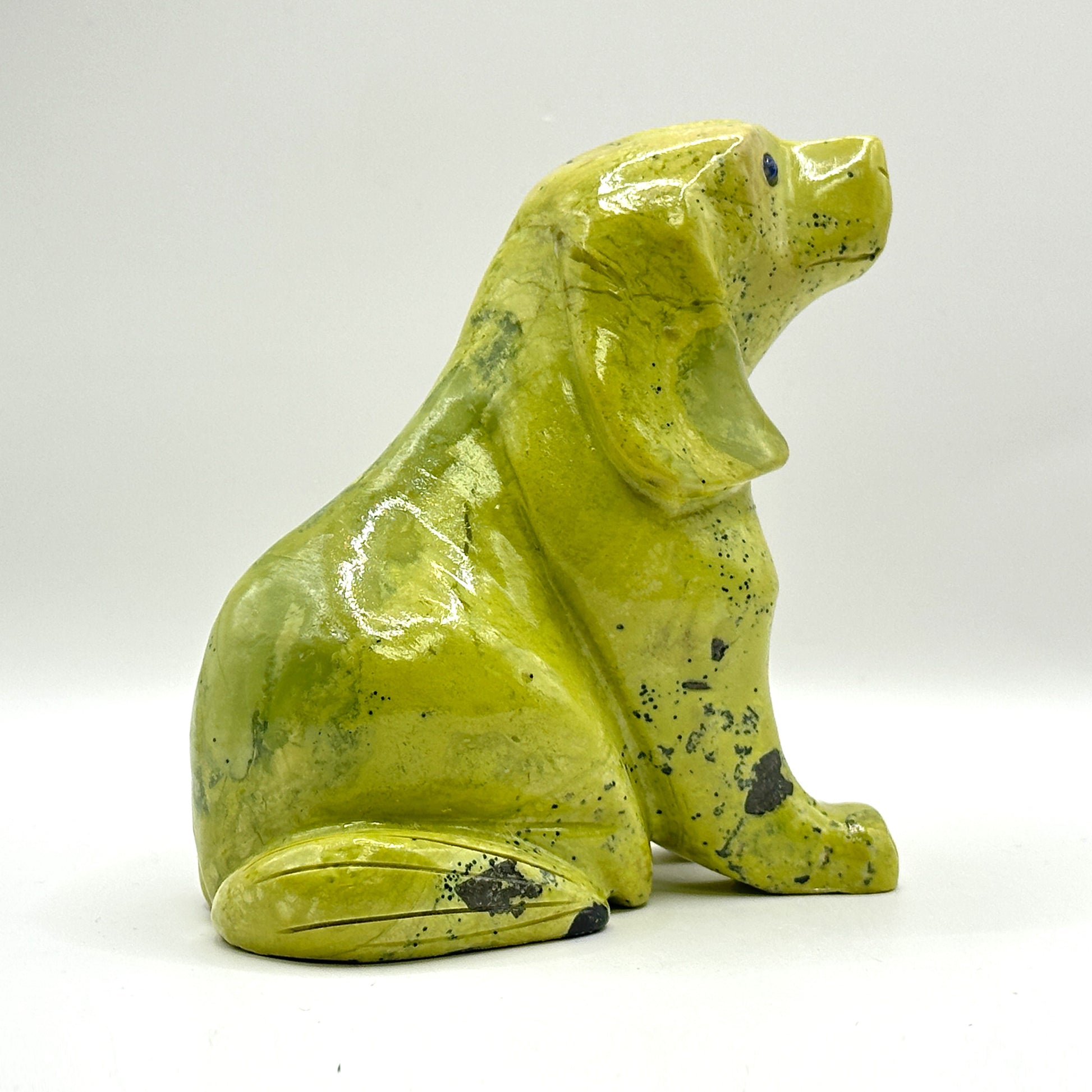 Hand-Carved Serpentine Dog Figurine - Gem Avenue