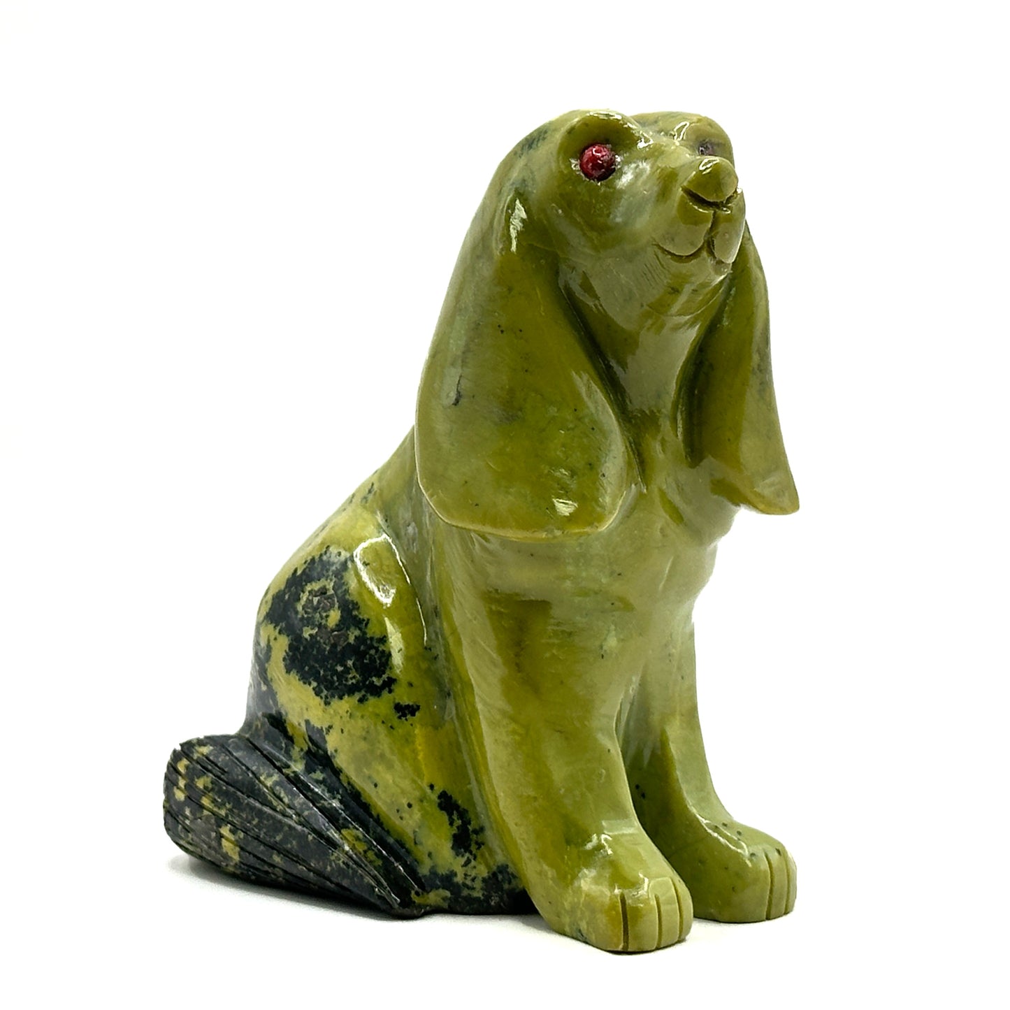 Hand-Carved Serpentine Dog Figurine - Gem Avenue