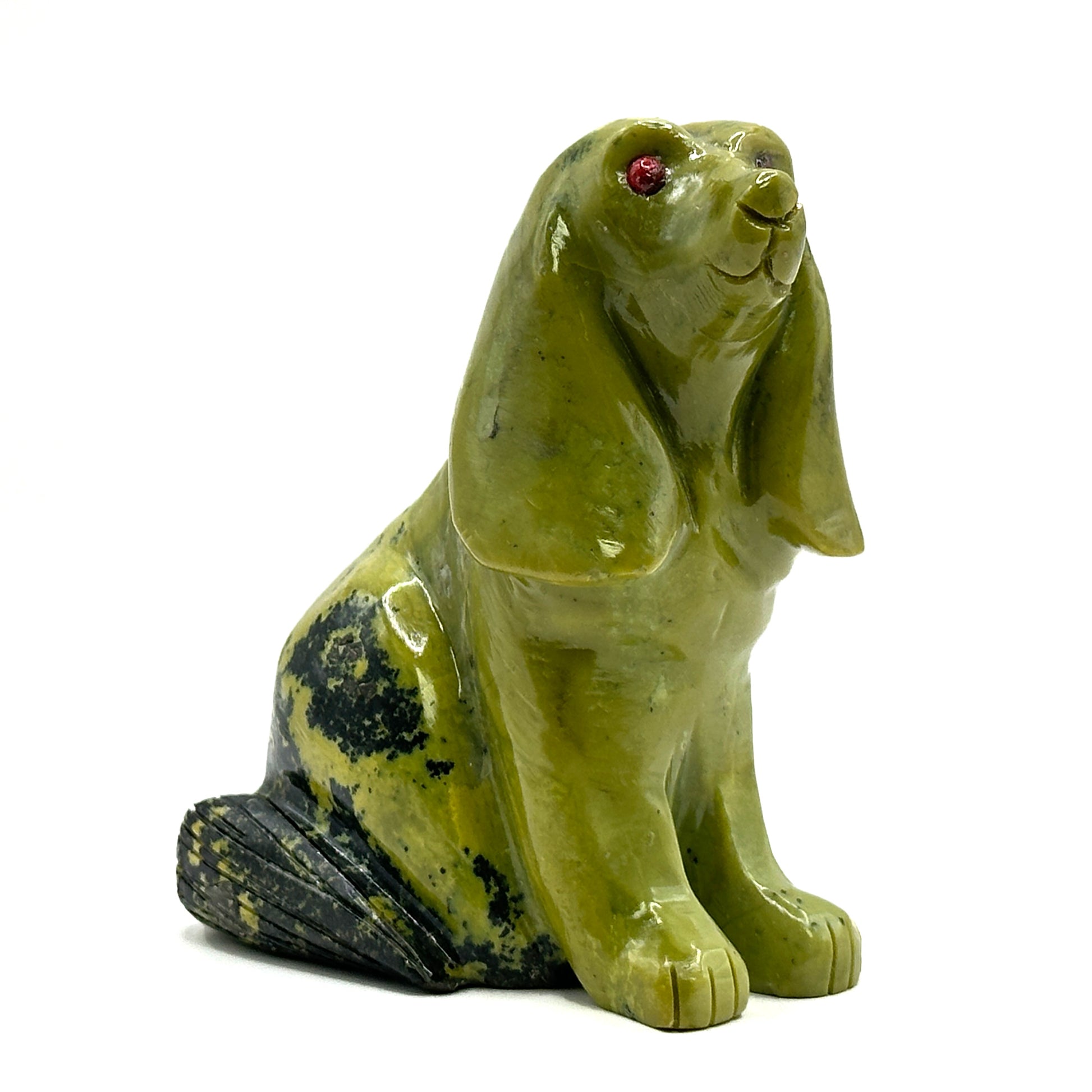 Hand-Carved Serpentine Dog Figurine - Gem Avenue
