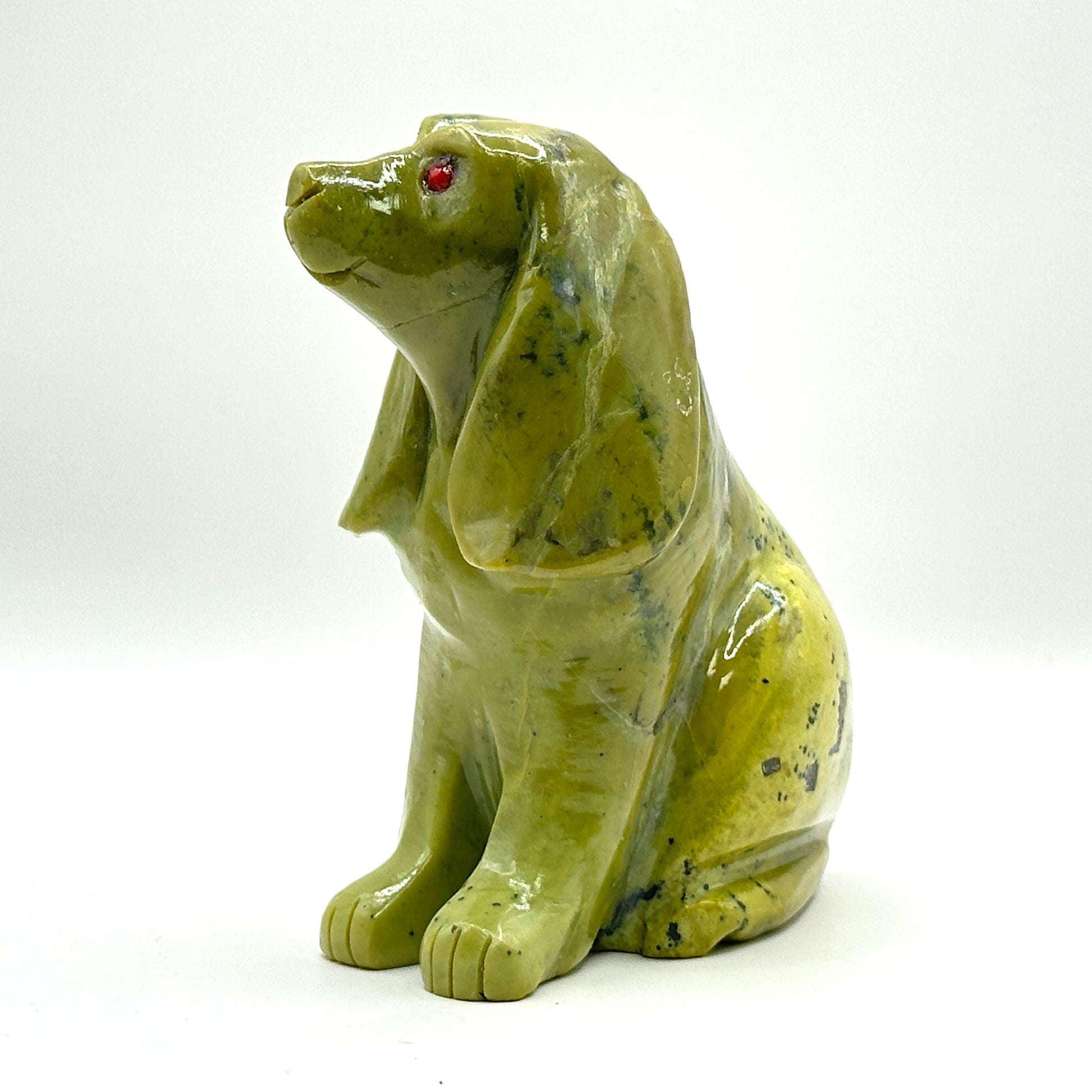 Hand-Carved Serpentine Dog Figurine - Gem Avenue