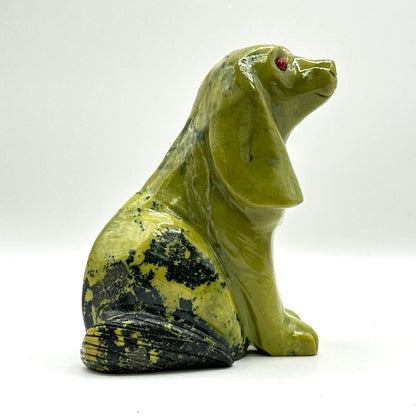 Hand-Carved Serpentine Dog Figurine - Gem Avenue