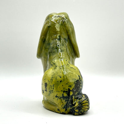Hand-Carved Serpentine Dog Figurine - Gem Avenue