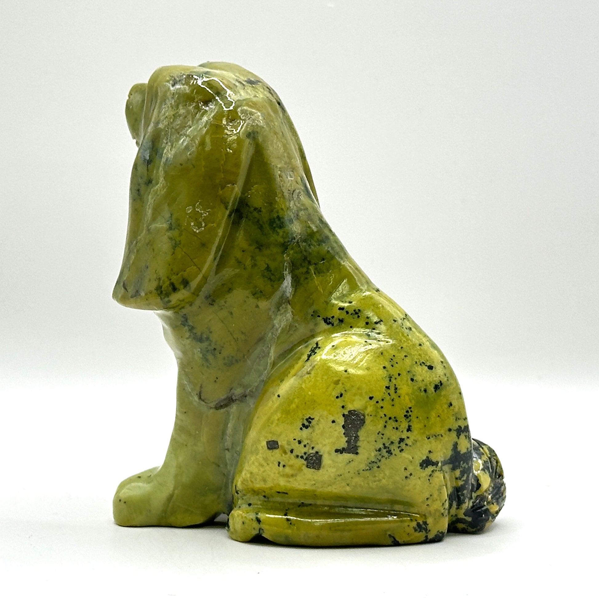 Hand-Carved Serpentine Dog Figurine - Gem Avenue