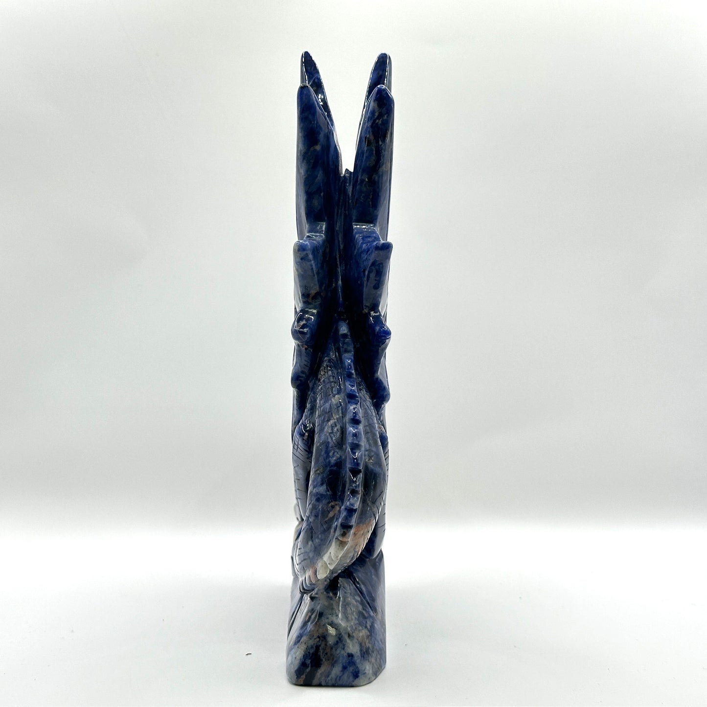 Hand-Carved Blue Sodalite Dragon Sculpture with Wings - Gem Avenue