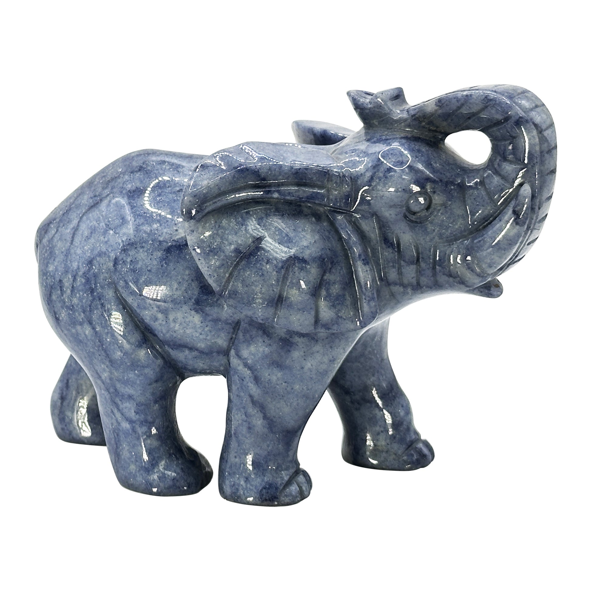 Hand Carved Sodalite Elephant Crystal Figurine - Gem Avenue