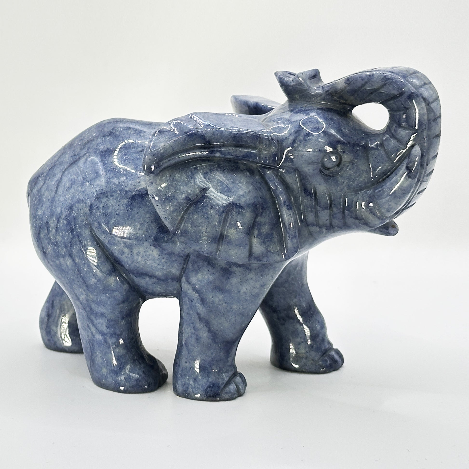 Hand Carved Sodalite Elephant Crystal Figurine - Gem Avenue