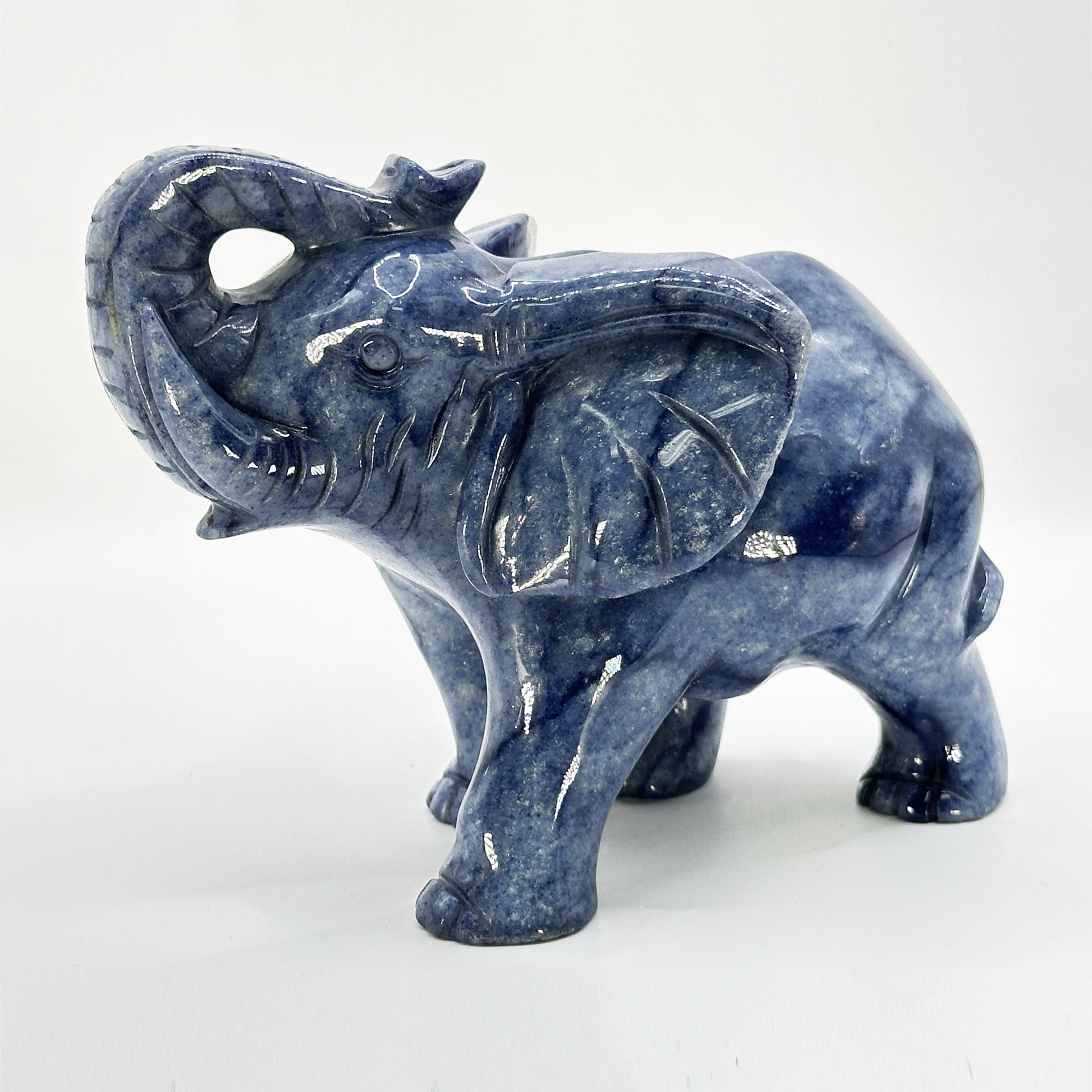Hand Carved Sodalite Elephant Crystal Figurine - Gem Avenue