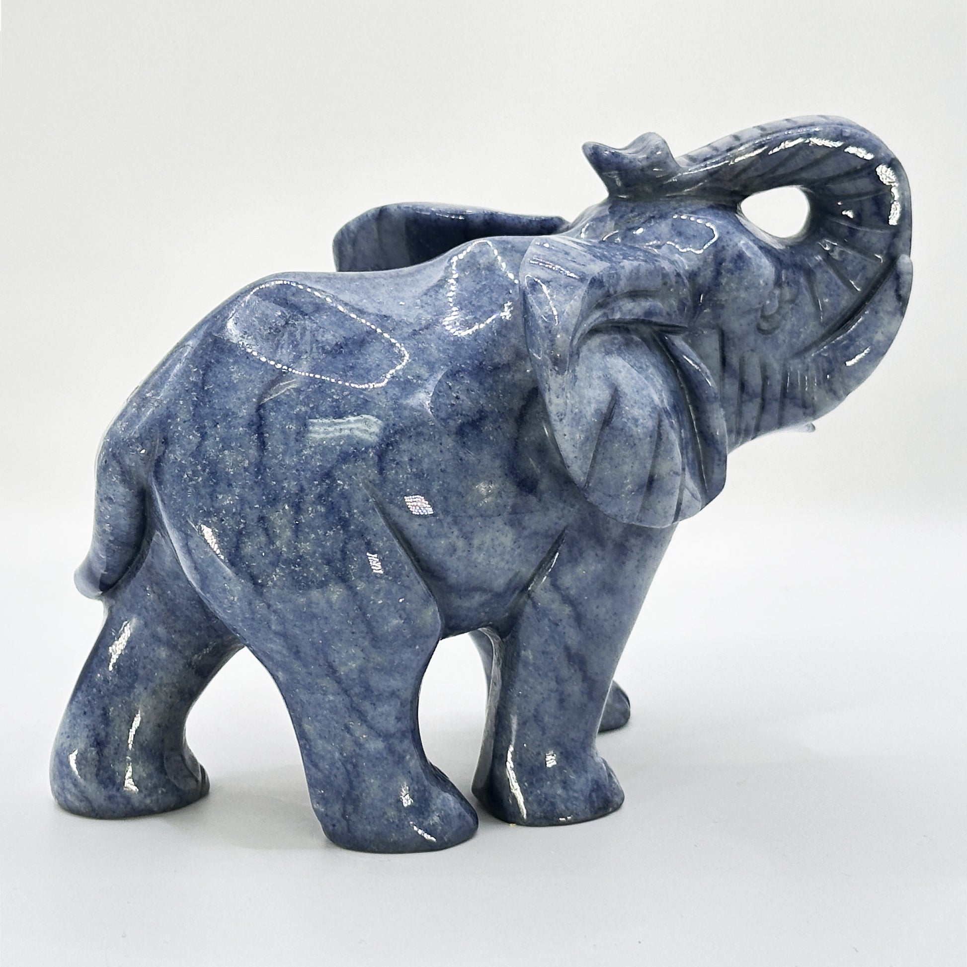 Hand Carved Sodalite Elephant Crystal Figurine - Gem Avenue