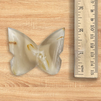 Purple Chalcedony Butterfly Carving Natural Handcrafted Crystal Decor for Home & Gift - RAN547