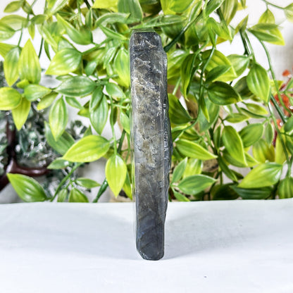 Labradorite Lion Sculpture Hand-Carved Gemstone with Blue Fire Flash - RAN572