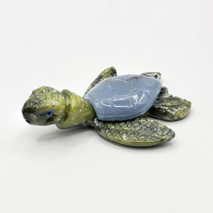 Angelite & Serpentine Sea Turtle Figurine - Gem Avenue