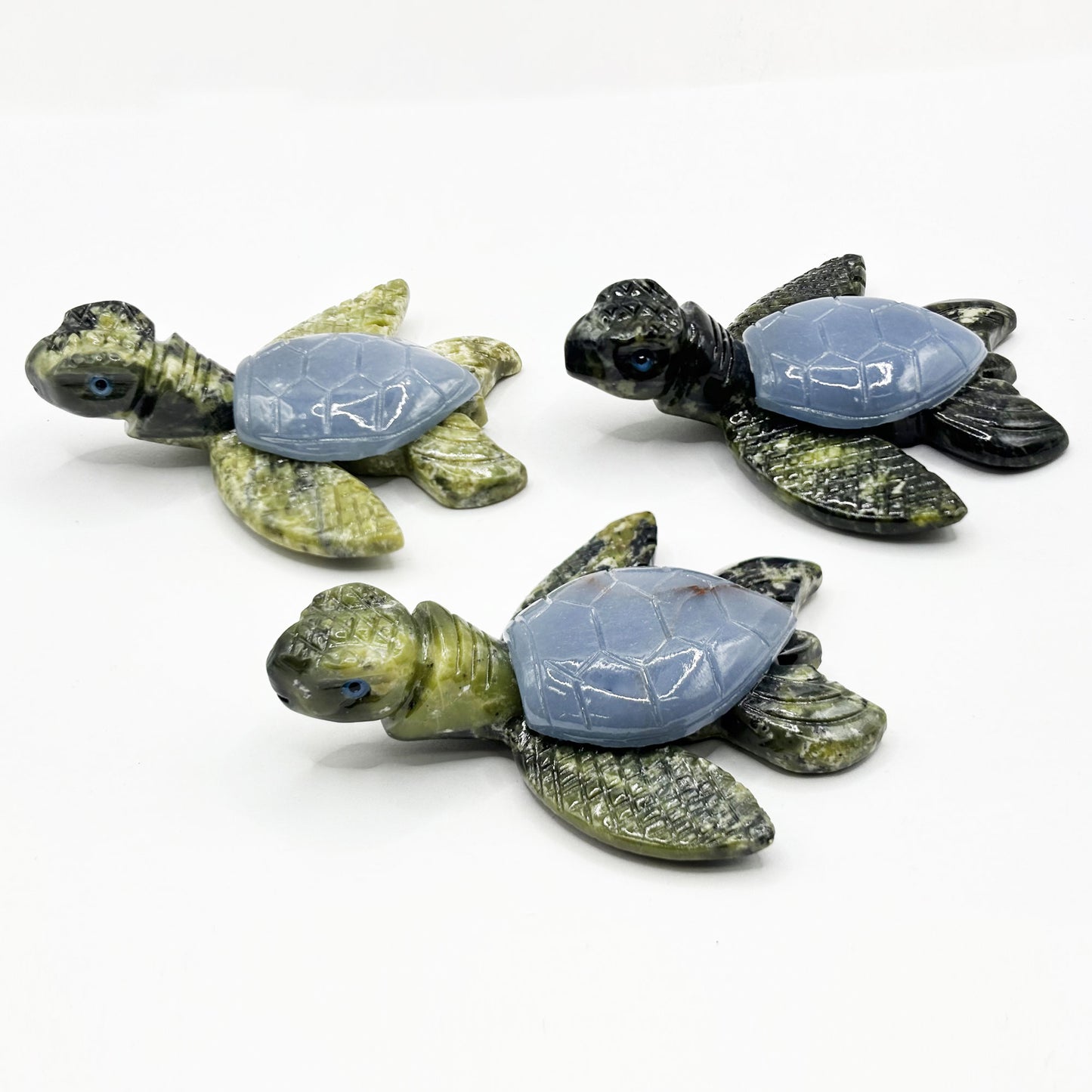 Angelite & Serpentine Sea Turtle Figurine - Gem Avenue