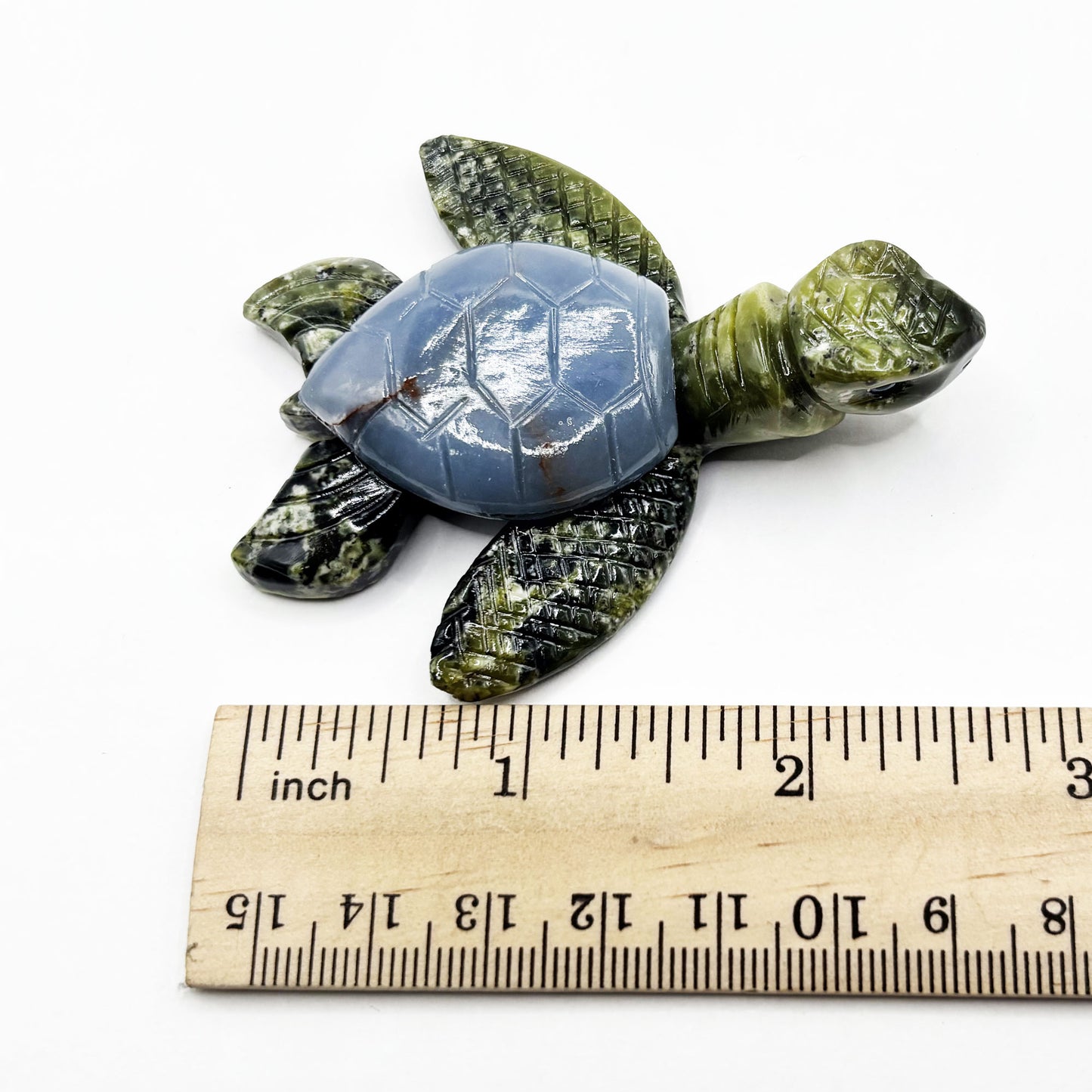 Angelite & Serpentine Sea Turtle Figurine - Gem Avenue