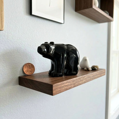 Hand-Carved Black Onyx Bear Figurine Natural Crystal Animal Carving from Peru for Healing & Decor