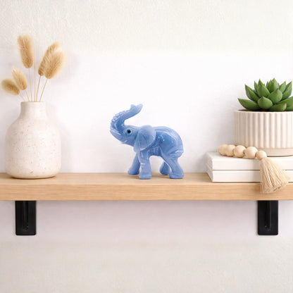 Hand-Carved Angelite Elephant Figurine Natural Crystal Animal Carving from Peru for Healing & Decor – RAN576