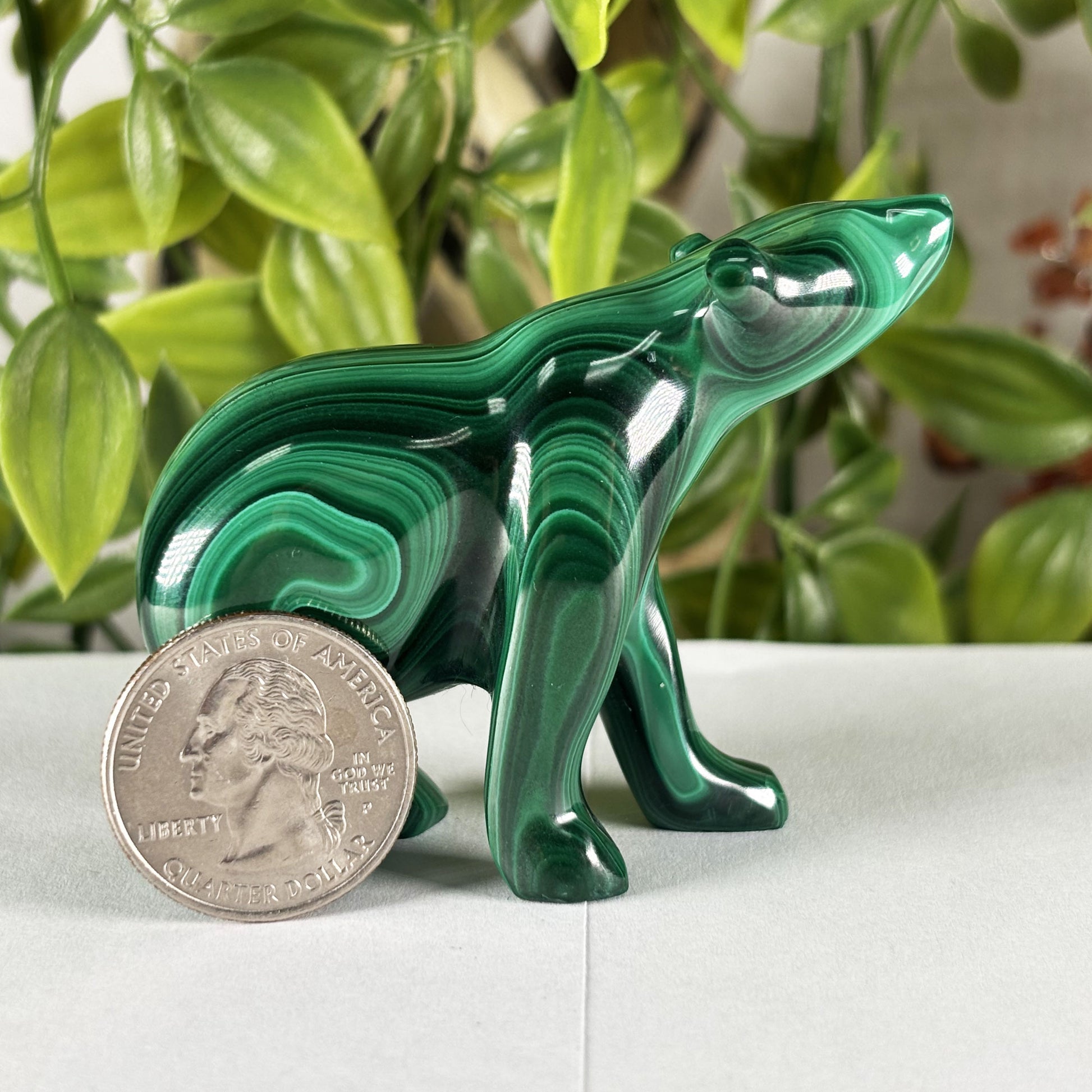 Malachite Gemstone Bear Figurine - Gem Avenue Retail