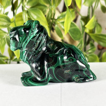 Malachite Gemstone Lion Figurine - Gem Avenue Retail