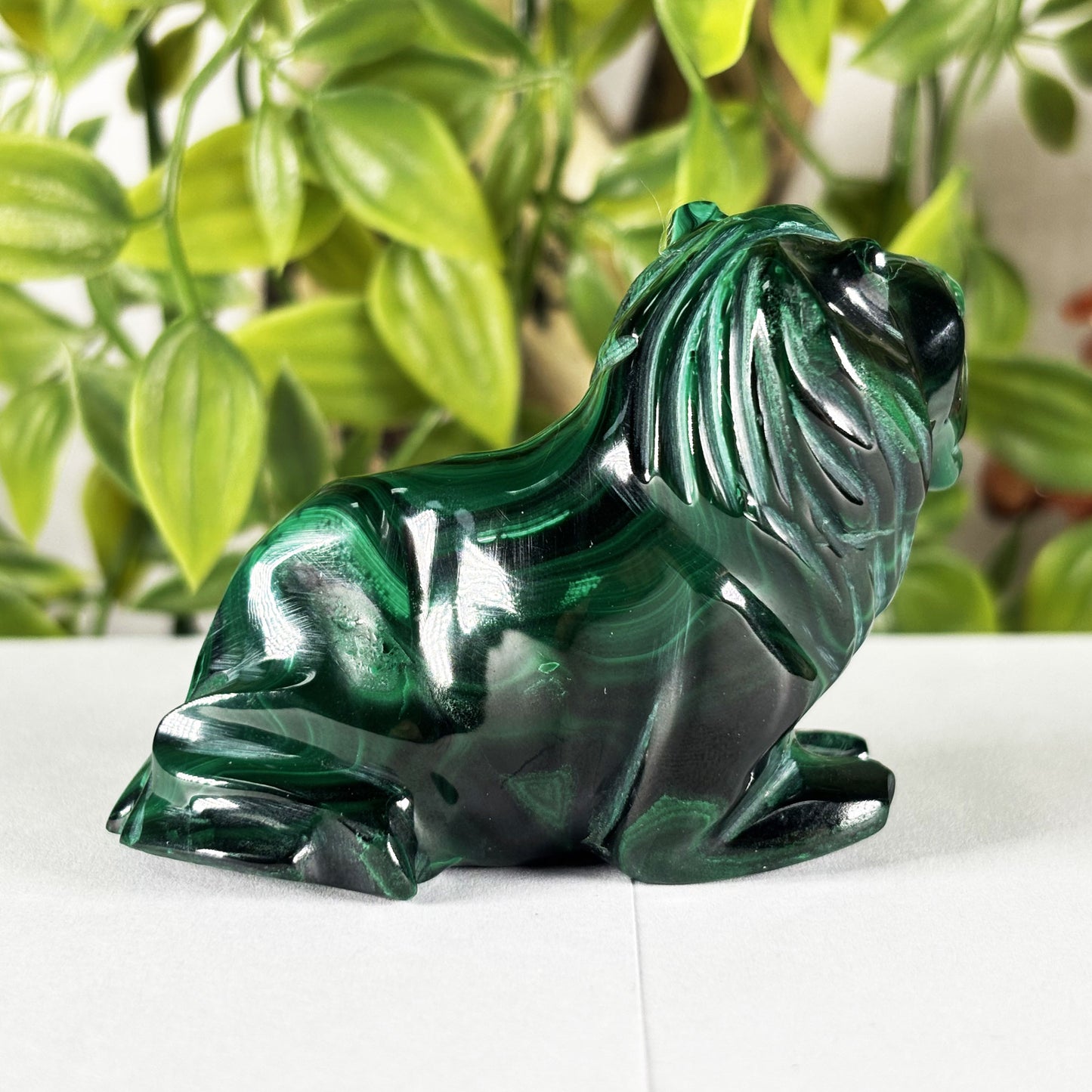 Malachite Gemstone Lion Figurine - Gem Avenue Retail