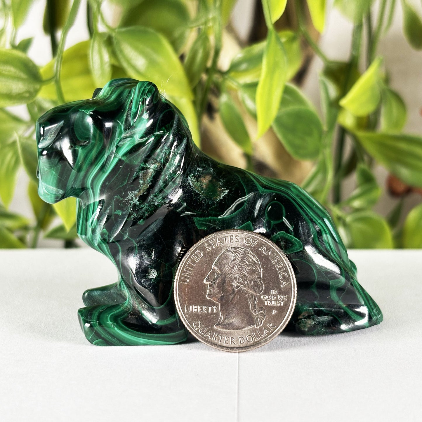 Malachite Gemstone Lion Figurine - Gem Avenue Retail