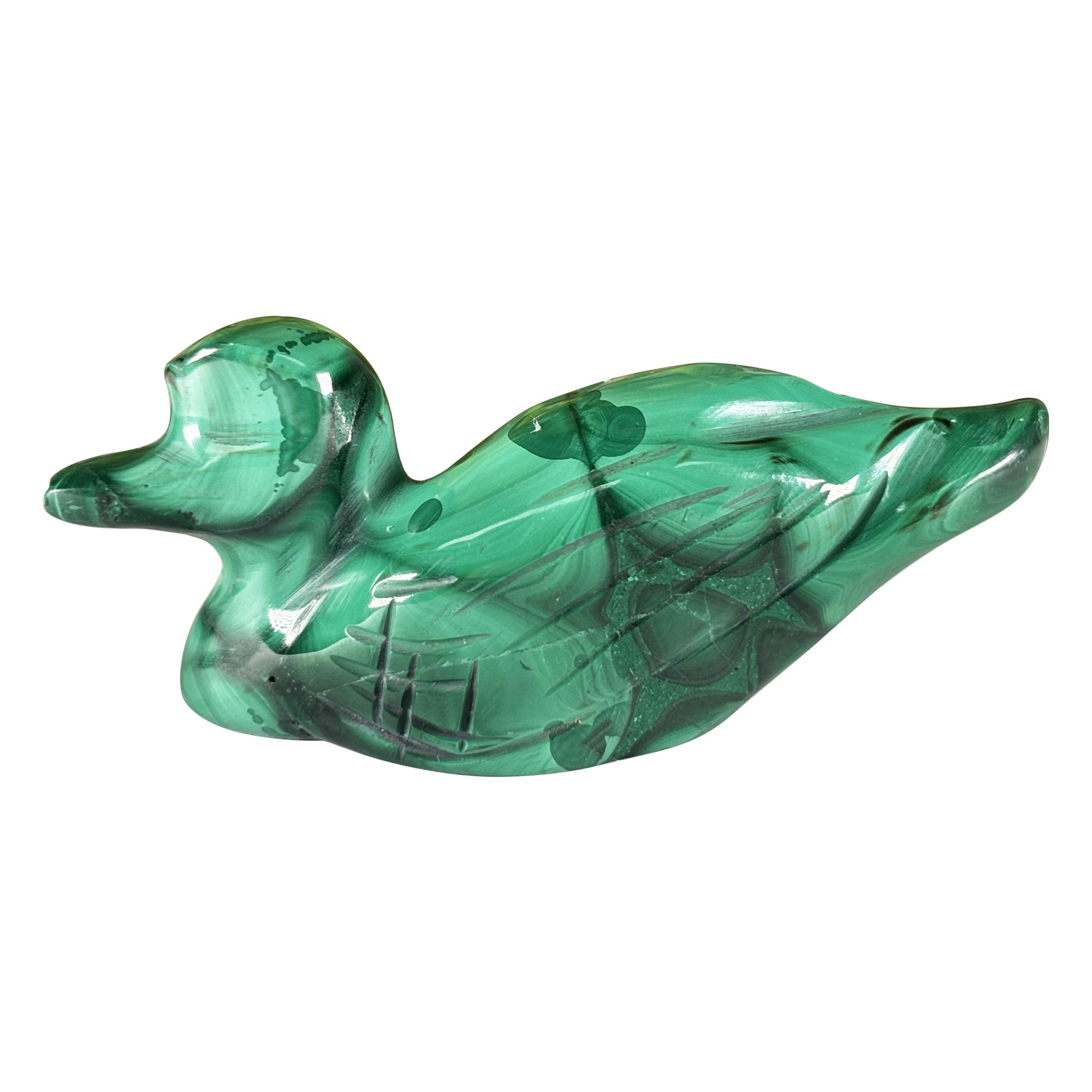 Malachite Duck Carving  - Gem Avenue Retail