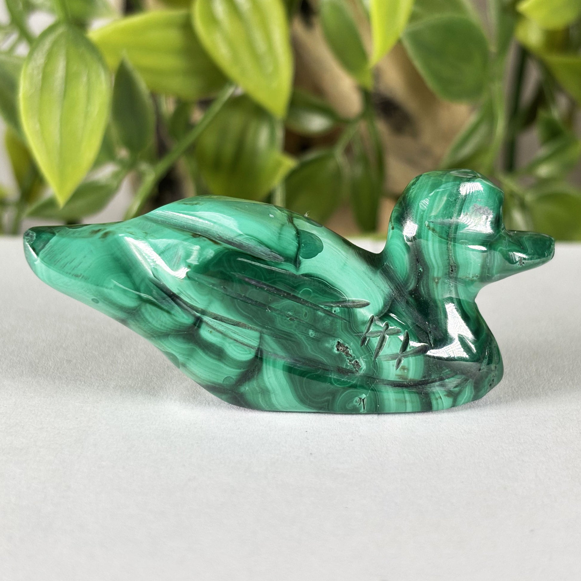 Malachite Duck Carving  - Gem Avenue Retail