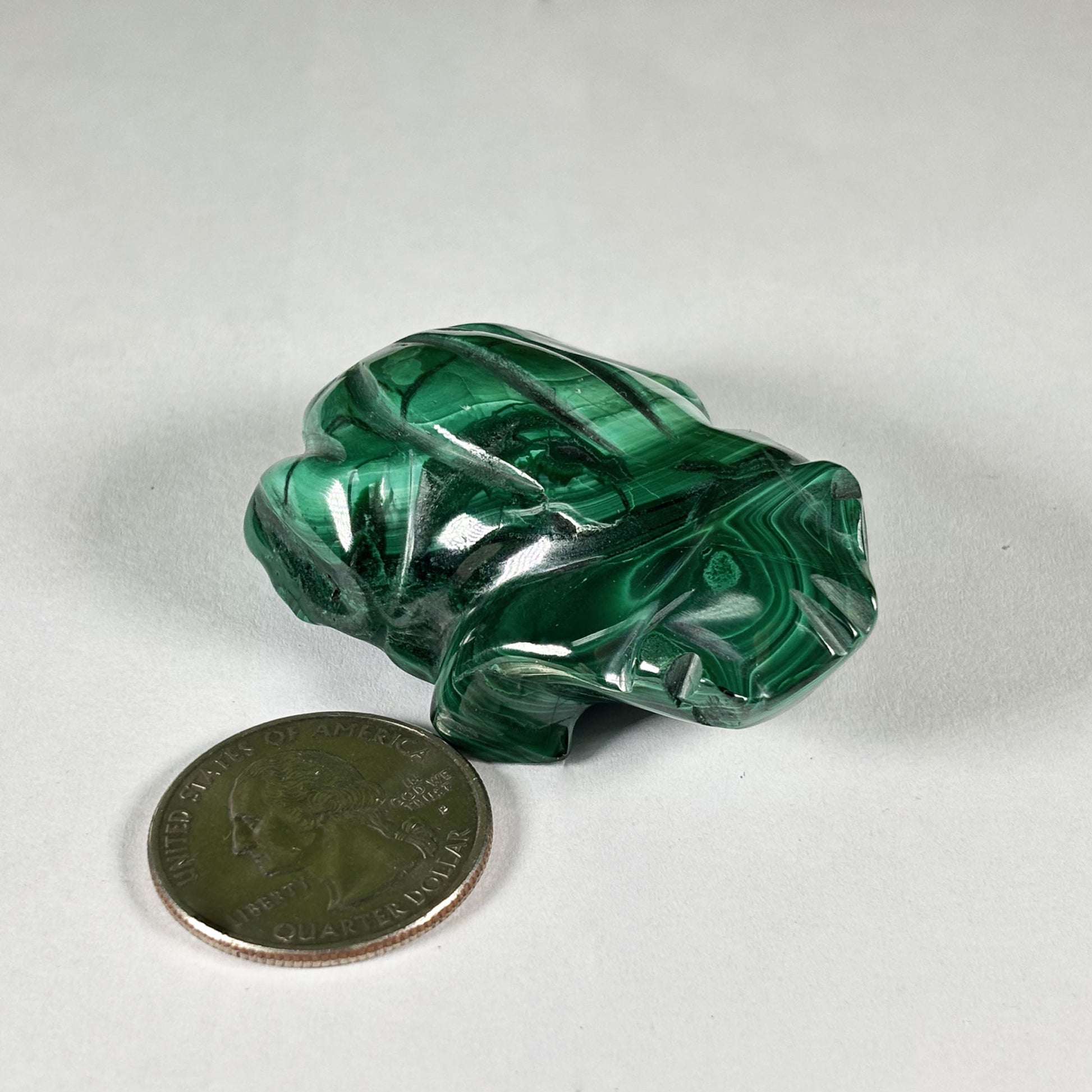 Malachite Frog Carving - Gem Avenue Retail