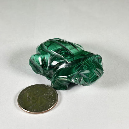 Malachite Frog Carving - Gem Avenue Retail